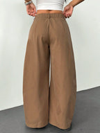 Vintage Casual Hippie Street Oversized Blue Striped Textured Wide Leg Pants shein