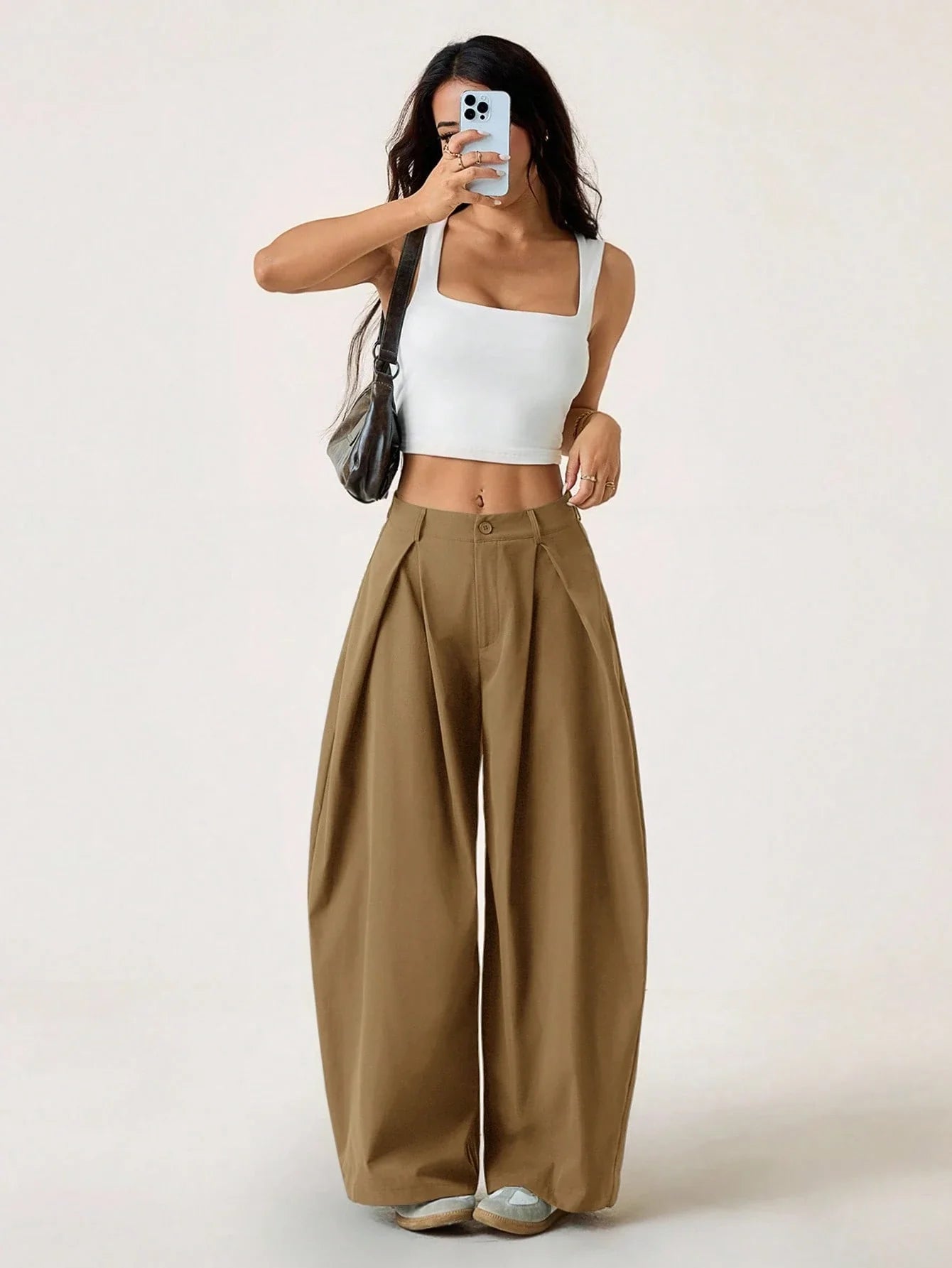 Vintage Casual Hippie Street Oversized Blue Striped Textured Wide Leg Pants shein