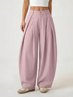Vintage Casual Hippie Street Oversized Blue Striped Textured Wide Leg Pants shein