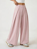Vintage Casual Hippie Street Oversized Blue Striped Textured Wide Leg Pants shein