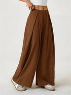 Vintage Casual Hippie Street Oversized Blue Striped Textured Wide Leg Pants shein