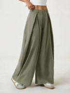 Vintage Casual Hippie Street Oversized Blue Striped Textured Wide Leg Pants shein