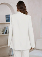 Women's Solid Color Shawl Collar Long Sleeve Pocket Elegant Blazer shein