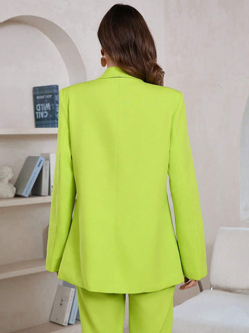 Women's Solid Color Shawl Collar Long Sleeve Pocket Elegant Blazer