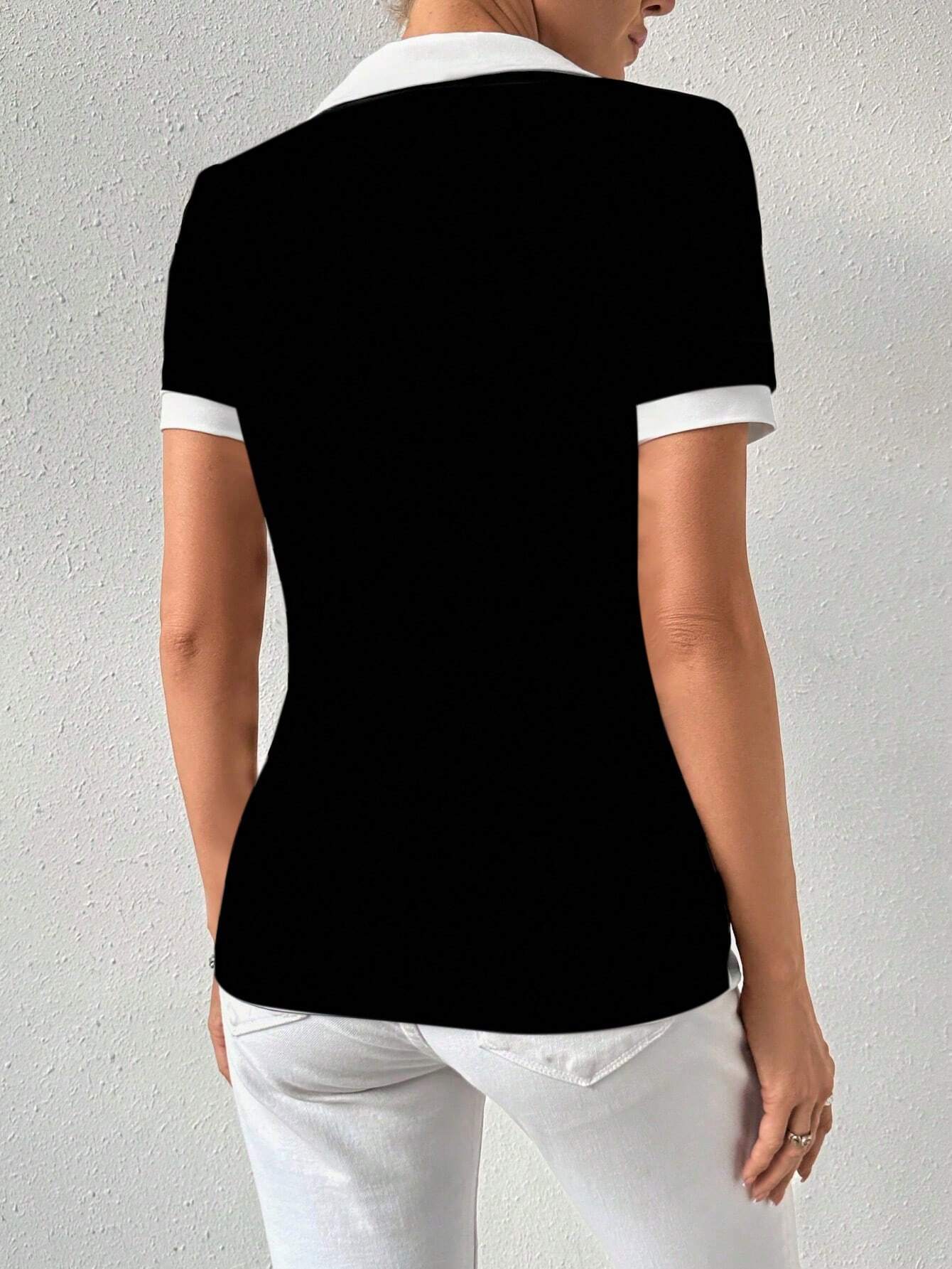 Contrast Trim Short Sleeve Tee shein