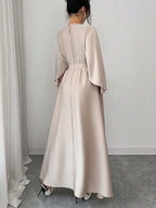 Elegant Refined Commute & Casual Batwing Sleeve Cinched Waist Dress shein