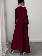 Elegant Refined Commute & Casual Batwing Sleeve Cinched Waist Dress shein