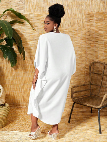 Leisure Loose Fit Long Shirt Dress shein