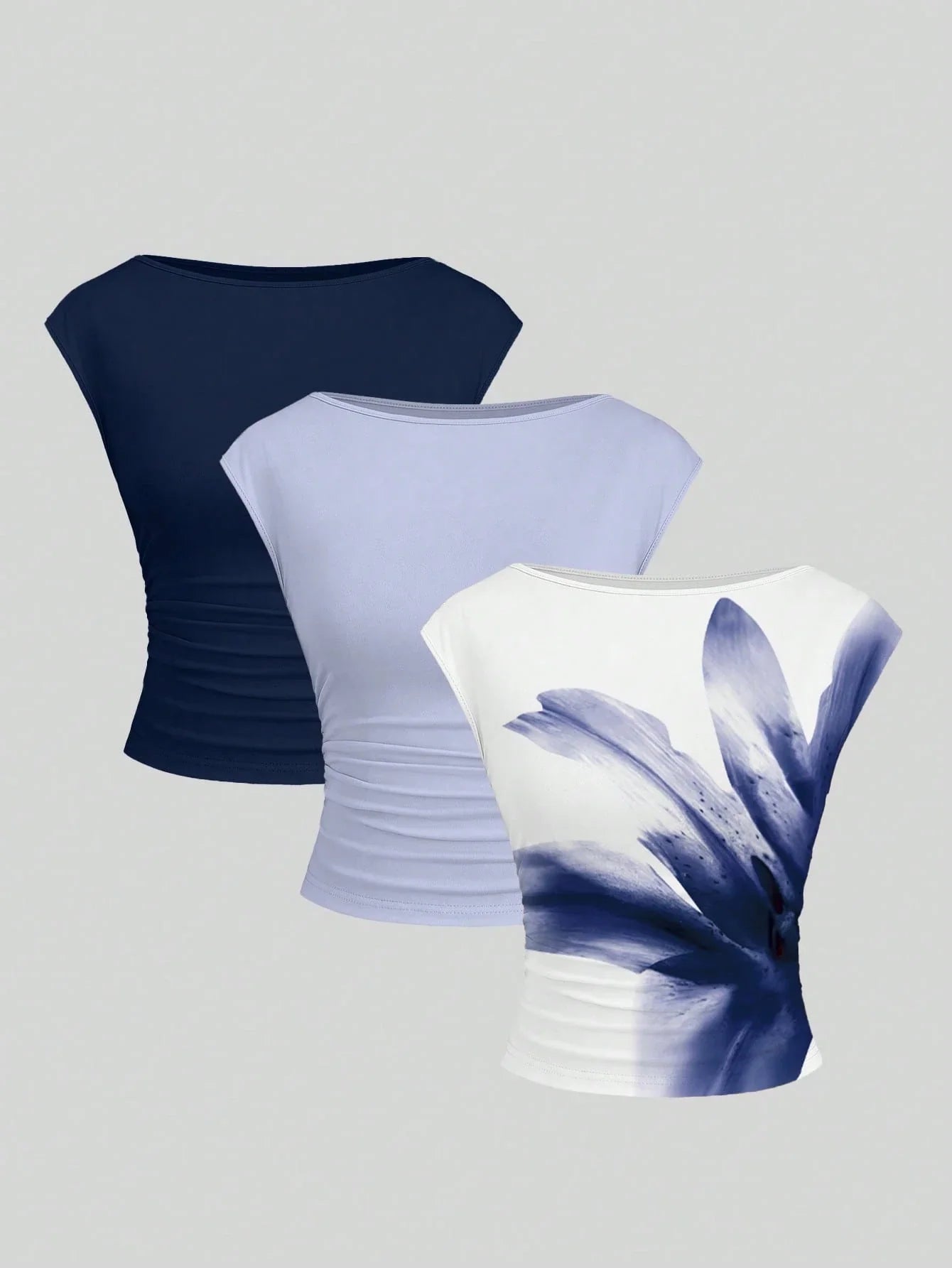 Cutout Backless Moisture-Wicking Fitted Women's T-Shirt Set shein