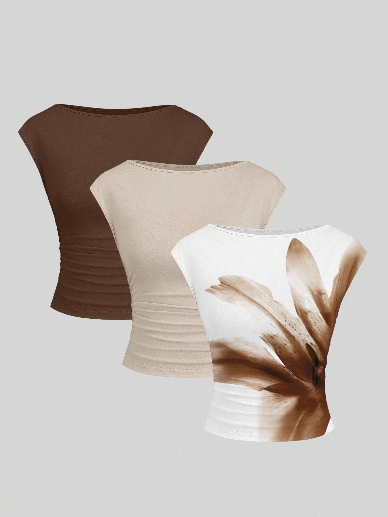 Cutout Backless Moisture-Wicking Fitted Women's T-Shirt Set shein
