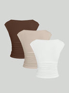 Cutout Backless Moisture-Wicking Fitted Women's T-Shirt Set shein