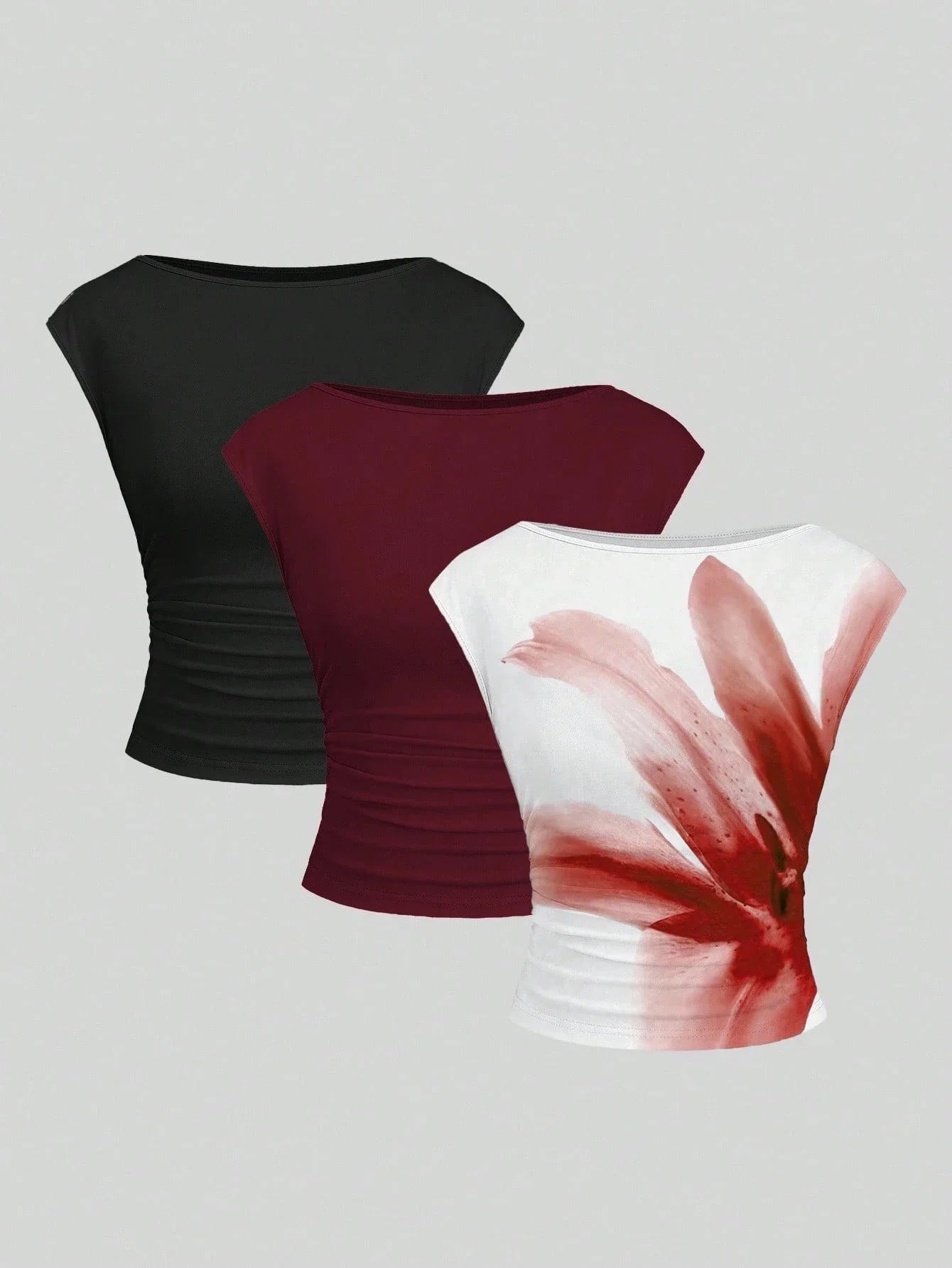 Cutout Backless Moisture-Wicking Fitted Women's T-Shirt Set shein