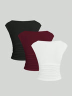 Cutout Backless Moisture-Wicking Fitted Women's T-Shirt Set shein