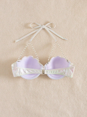 Women Halter Backless One-Piece Bikini Top