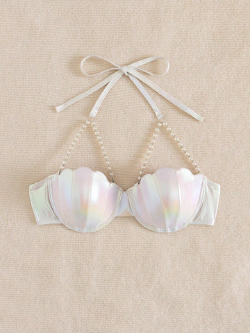 Women Halter Backless One-Piece Bikini Top