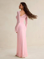 Tall Elegant Solid Color Asymmetric Neck Dress shein