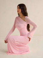 Tall Elegant Solid Color Asymmetric Neck Dress shein