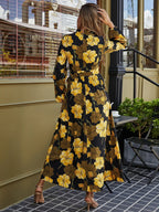 Floral Print Belted Maxi Dress shein