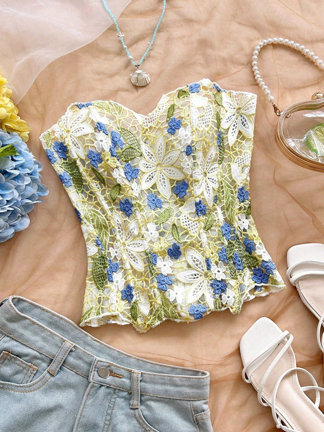 European And American Style Young Vacation Sexy Avant-Garde Lace Top shein