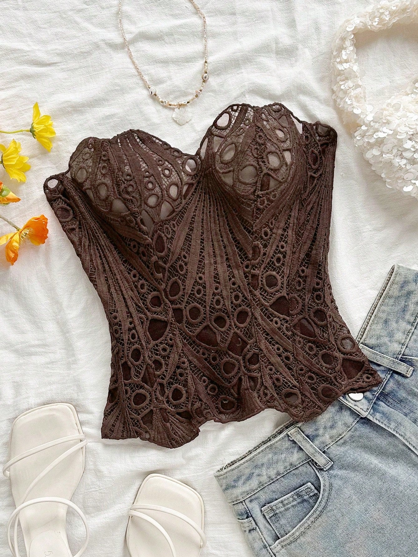 European And American Style Young Vacation Sexy Avant-Garde Lace Top shein