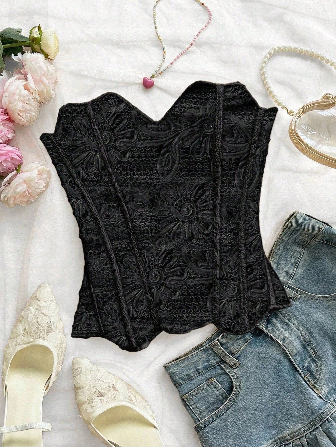 European And American Style Young Vacation Sexy Avant-Garde Lace Top shein