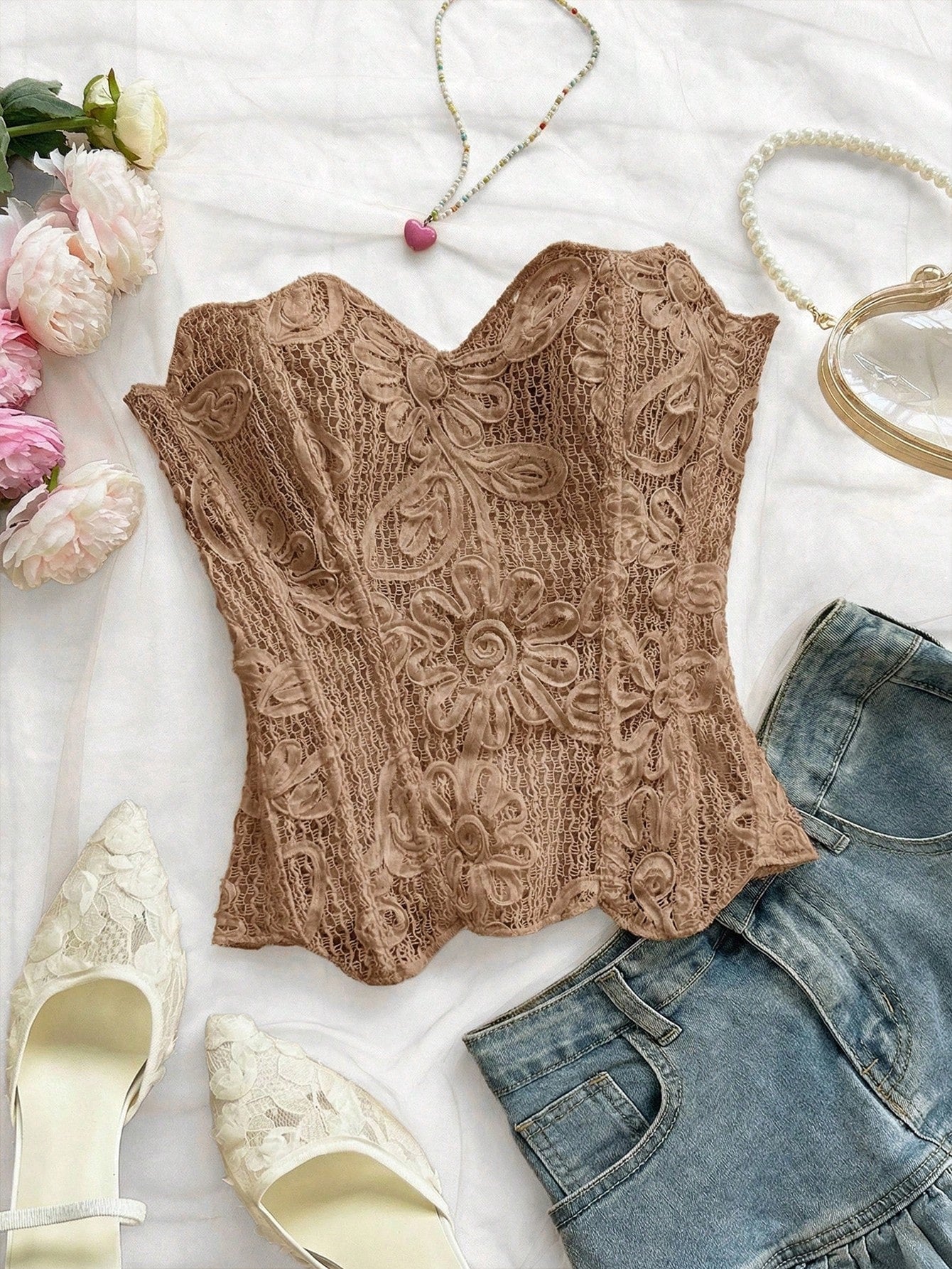 European And American Style Young Vacation Sexy Avant-Garde Lace Top shein