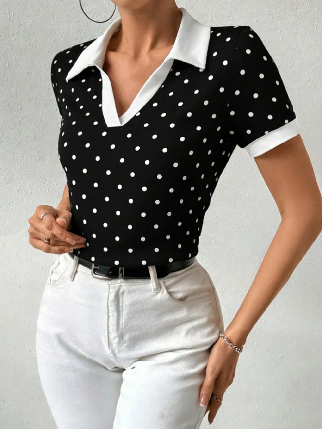 Contrast Trim Short Sleeve Tee shein