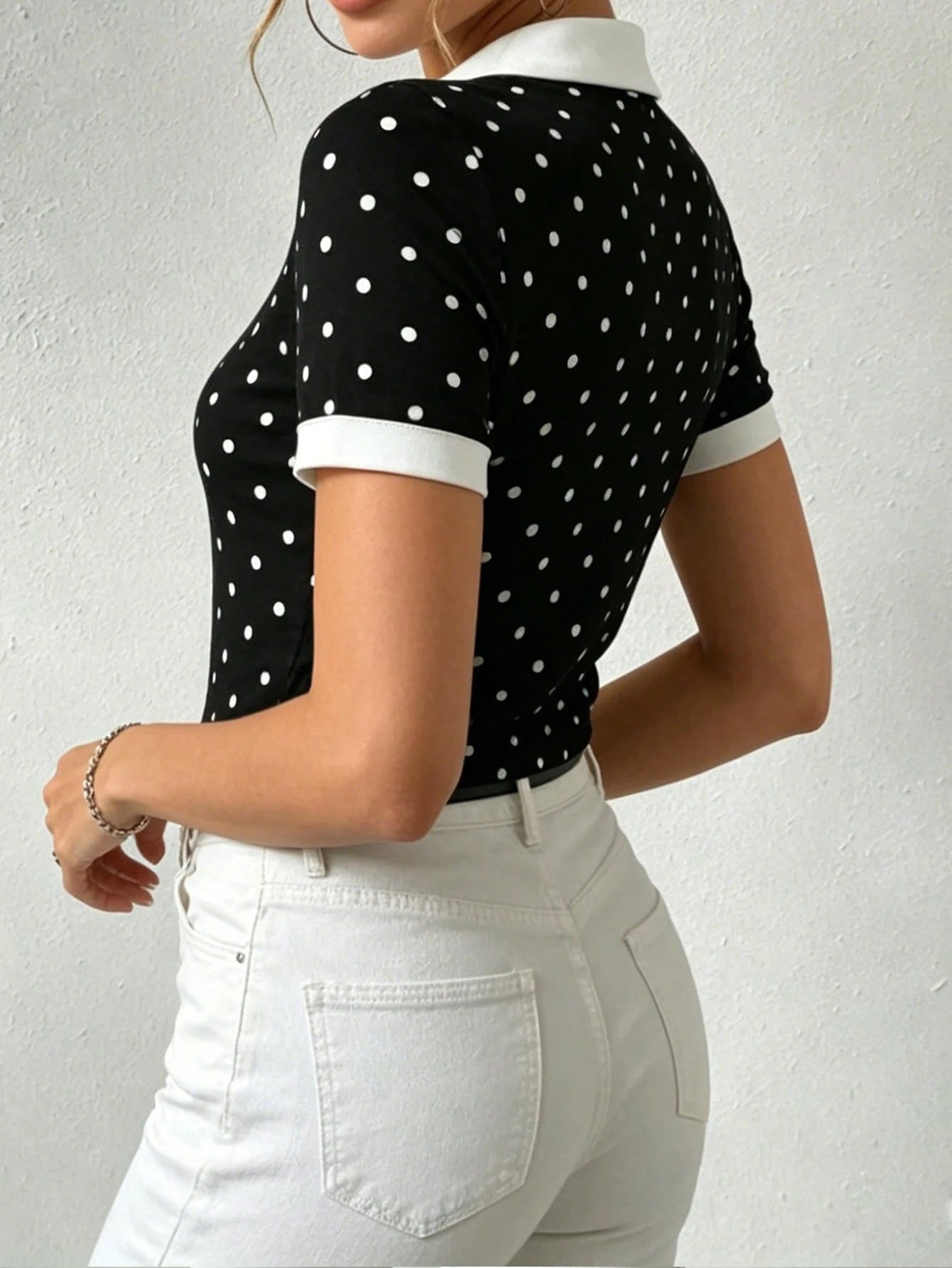 Contrast Trim Short Sleeve Tee shein