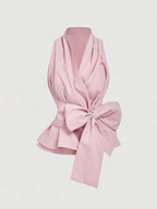 Elegant Summer Chiffon Bow Top shein