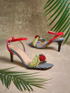 Ladies Kitten Heel Slingback Sandals With Fruit Ornamentations shein