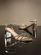 SHUZIA Women's Fashionable Rhinestone High Heel Sandals shein