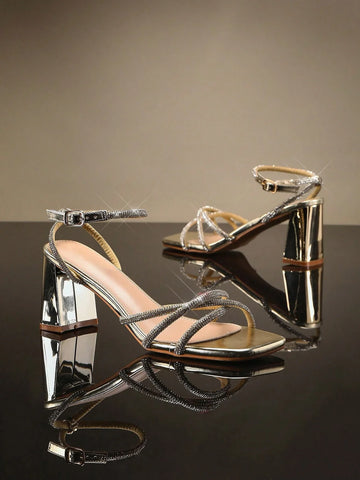 SHUZIA Women's Fashionable Rhinestone High Heel Sandals