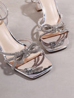 SHUZIA Women's Fashionable Rhinestone High Heel Sandals shein