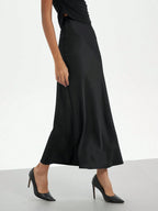 Women's Elastic Satin Finish Maxi Skirt shein