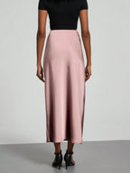 Women's Elastic Satin Finish Maxi Skirt shein