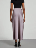 Women's Elastic Satin Finish Maxi Skirt shein