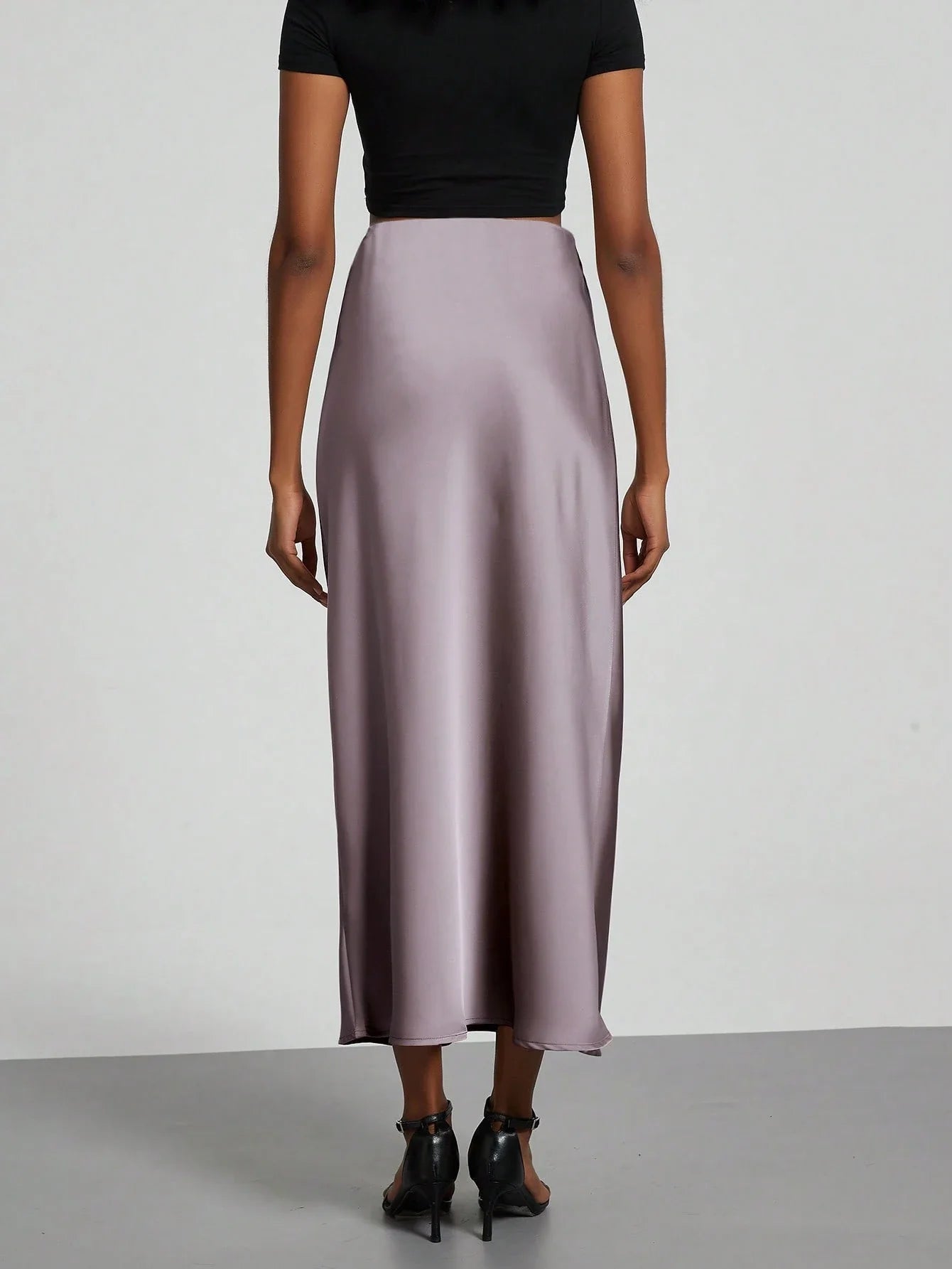 Women's Elastic Satin Finish Maxi Skirt shein