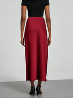 Women's Elastic Satin Finish Maxi Skirt shein