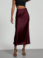 Women's Elastic Satin Finish Maxi Skirt shein