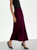 Women's Elastic Satin Finish Maxi Skirt shein