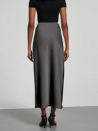 Women's Elastic Satin Finish Maxi Skirt shein