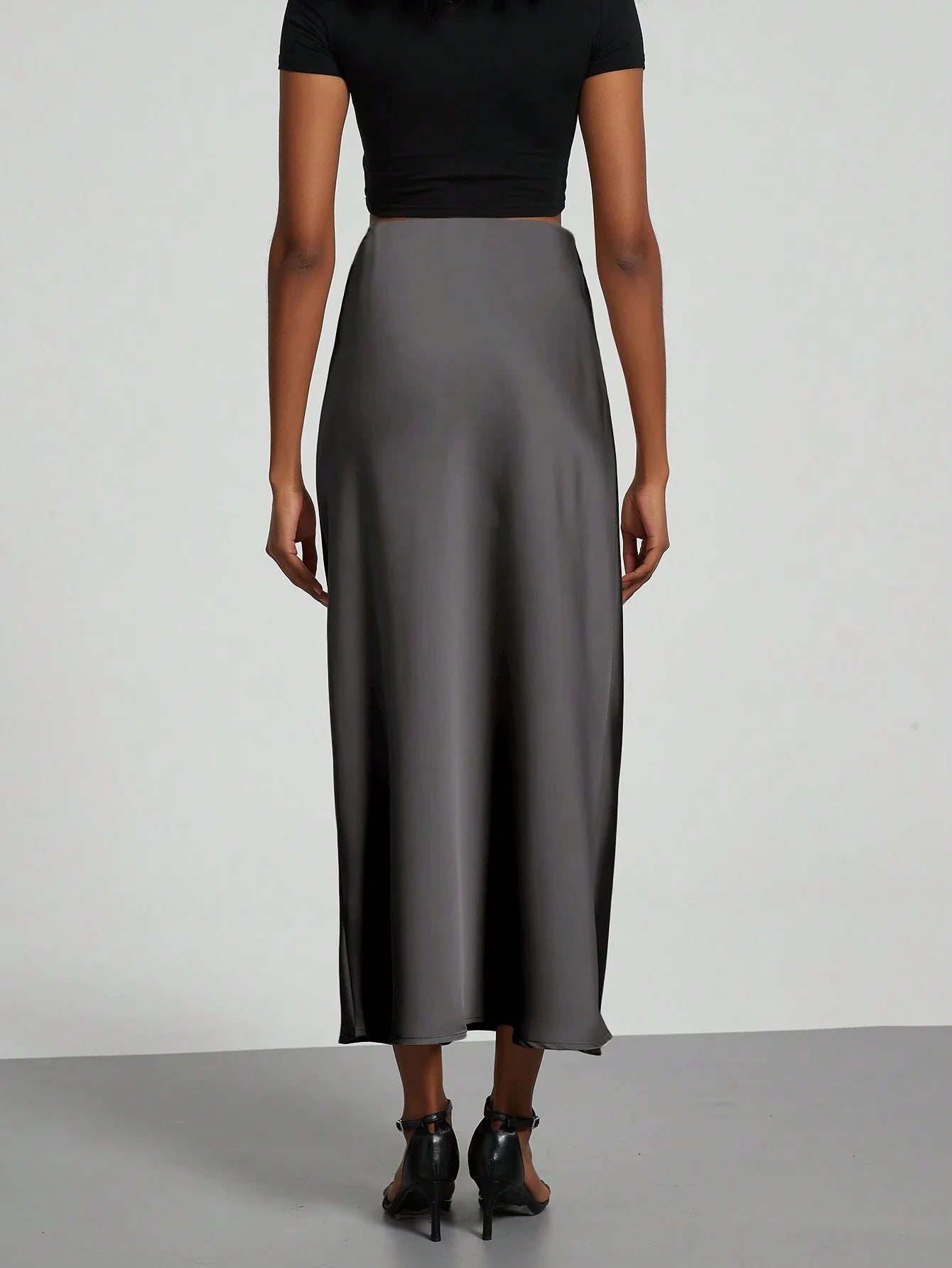 Women's Elastic Satin Finish Maxi Skirt shein