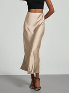 Women's Elastic Satin Finish Maxi Skirt shein