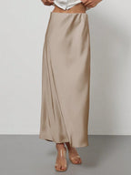 Women's Elastic Satin Finish Maxi Skirt shein