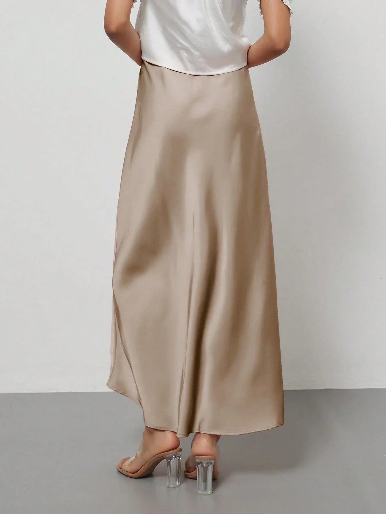 Women's Elastic Satin Finish Maxi Skirt shein