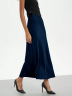 Women's Elastic Satin Finish Maxi Skirt shein