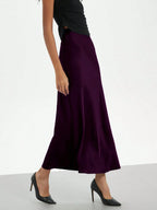 Women's Elastic Satin Finish Maxi Skirt shein
