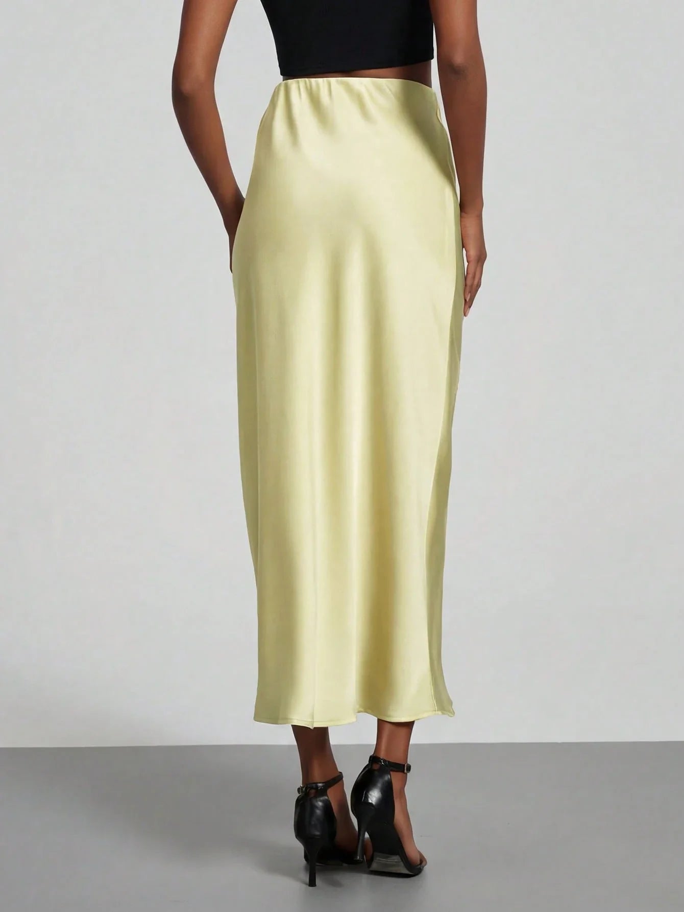 Women's Elastic Satin Finish Maxi Skirt shein