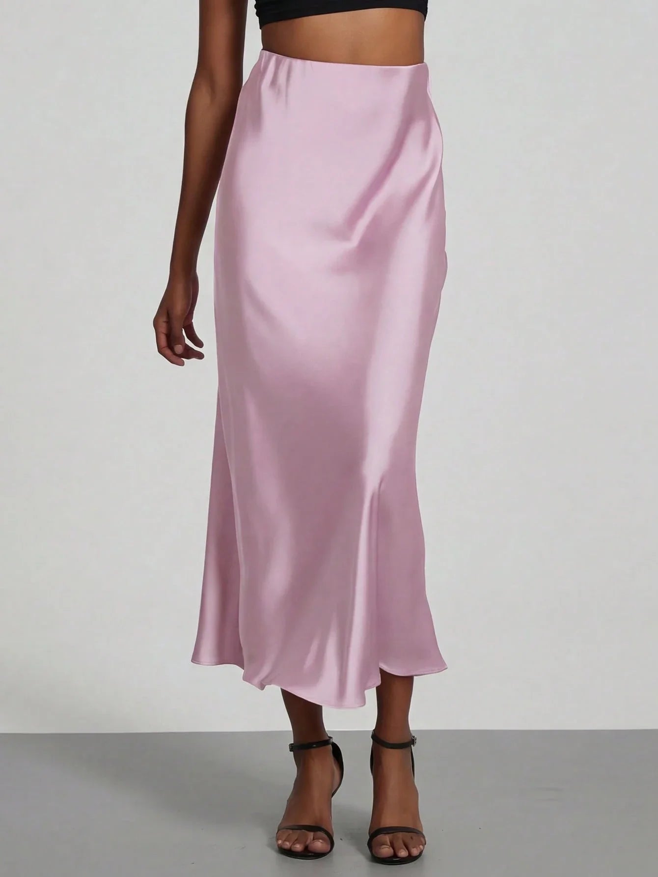 Women's Elastic Satin Finish Maxi Skirt shein