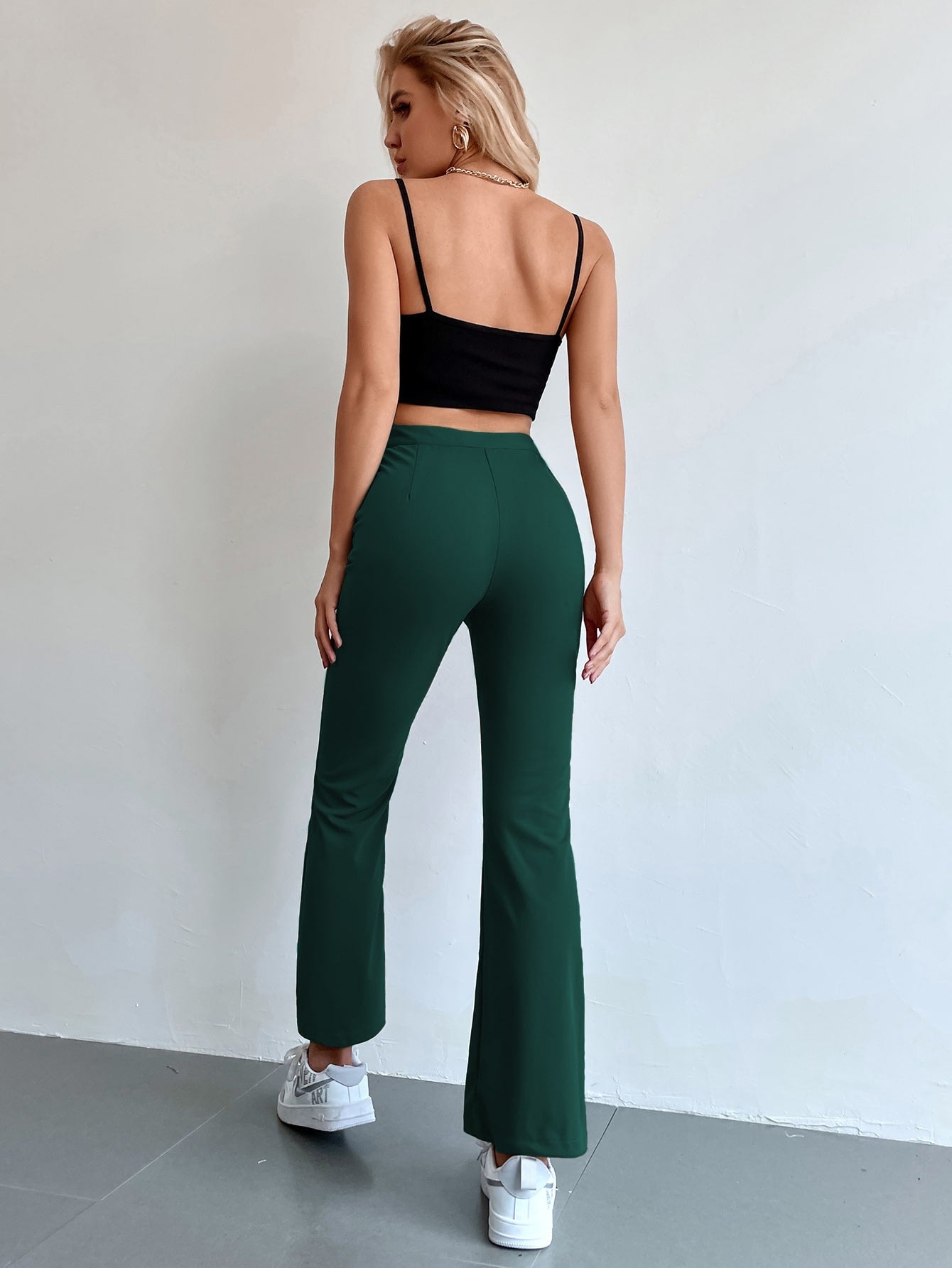 Seam Front High Waist Flare Leg Pants shein